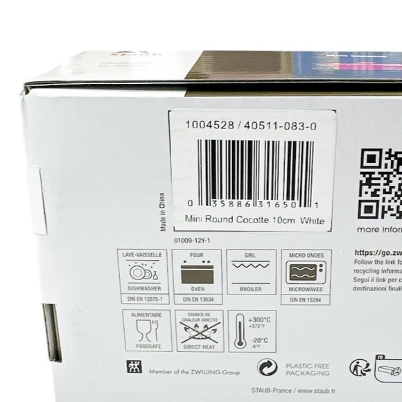 NEW Staub WHITE MINI ROUND CERAMIC COCOTTE 10cm - Picture 4 of 6